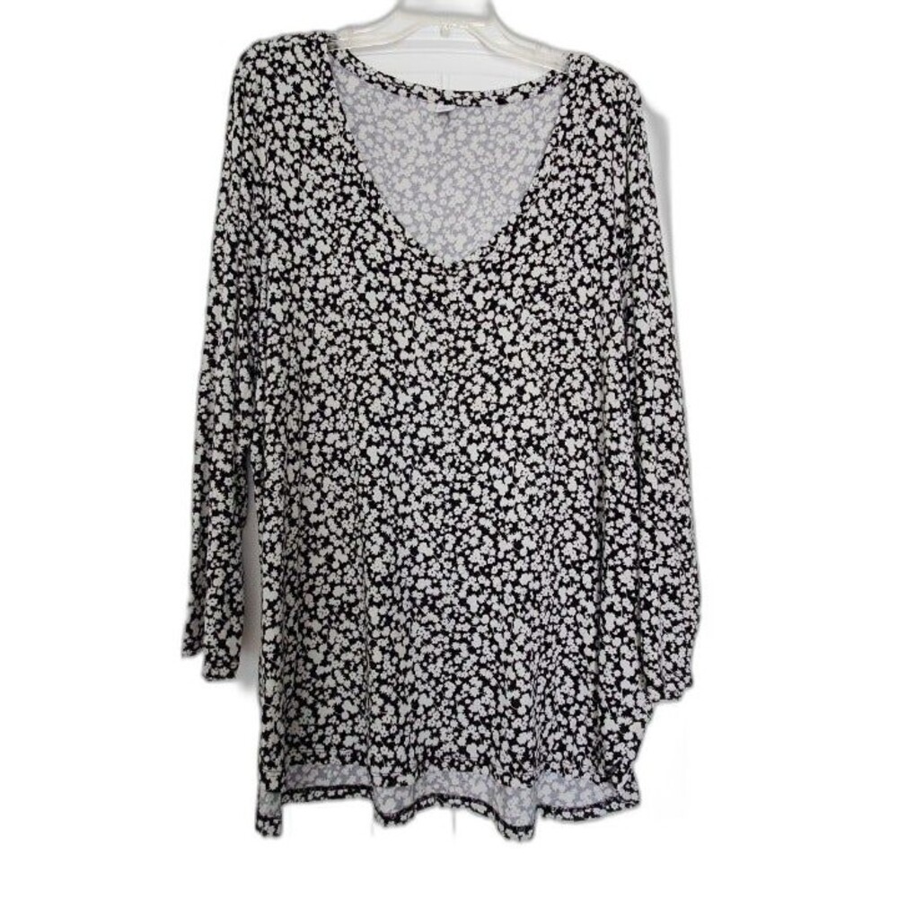 Old Navy Women's Black & White Print Top w Long Sleeve XXL